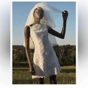 Carolina Herrera Square Neck Mini Dress in White